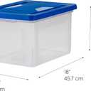 IRIS USA File Storage Box with Lid, Document Protection Box for Letter/Legal Files, Safety File Storage Container, Portable Stackable Filing Organizer, 35 Qt, 3 Pack, Clear/Blue