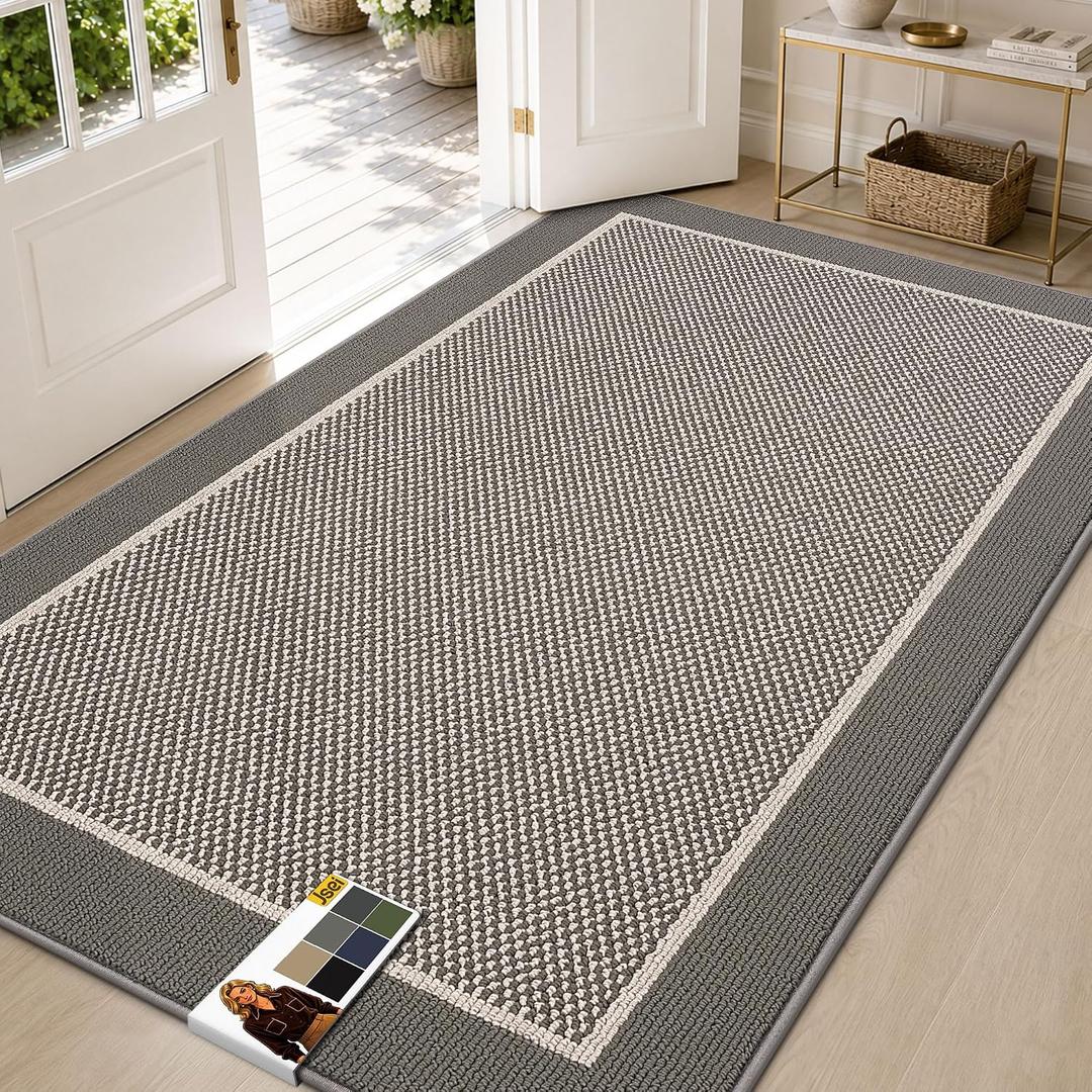 JSEI Dirt Trapper Door Mat 36"x60", Non-Slip Doormat, Light Grey