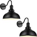 2PCS Outdoor Wall Sconces, Exterior Farmhouse Gooseneck Barn Light, Vintage Matte Black Outside Wall Mount Light Fixture, Industrial Black Lantern for Porch, Entryway, Garage