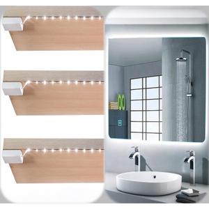 L8star Battery Powered LED Strip Lights, 3.28ft x 3 Pack(9.8ft),6000K White Strip Light with 3 AA Battery Box, 90 LED Strip Lights for Kitchen Under Cabinet Lighting, Shelves, Under Counter