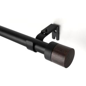 16-88" Wood Curtain Rods for Windows,1 inch Adjustable Window Curtain Rods, Heavy Duty Decorative Drapery Rod, Dark Wood Grain