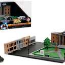 Jada Nanoscene Back to The Future Hill Valley Courthouse Diorama  Movie-Inspired Miniature Diorama incl. 2 Iconic Vehicles (Time Machine & Toyota Pickup)  Collectible Scene for Adults and Kids