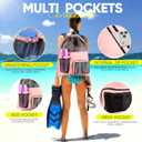 HOHOM Swim Mesh Beach Bag, Waterproof Gym Bags for Women and Men, Large Pool Bag Swimming Gear Drawstring Backpack, One Size