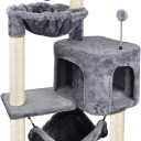 YUNIQUE Cat Tree with Cat Condo and Big Hammock, Grey