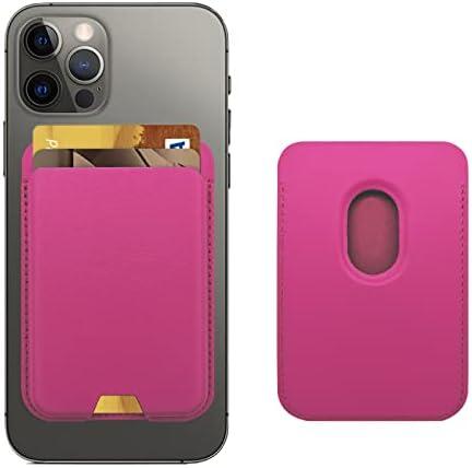 iLodn Magnetic Wallet Compatible with MagSafe for iPhone 17 16 15 14 13 12 Pro Max Air Plus Model, Mag 3 Safe Card Holder Stick on Accessories for Cell Phone & Case, Hot Pink