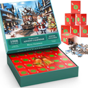 Becko US Christmas Puzzle Advent Calendar 2025 Puzzles for Adults, 1008 Pieces Jigsaw Puzzles, 24 Days Countdown to Christmas Thanksgiving Holidays, Xmas Puzzle as Decorations