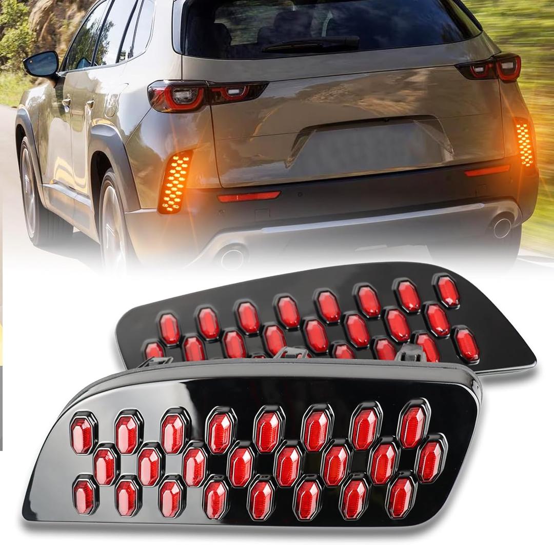 Full LED Rear Bumper Reflectors Fog Brake Tail Light Lamps Compatible with Mazda CX50 CX-50 2023 2024 Turn Signal Feature Accessories
