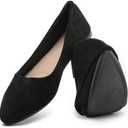 HEAWISH Women’s Black Flats Shoes Comfortable Suede Pointed Toe Slip On Casual Ballet Flats Dress Shoes Nude Flats Size 9