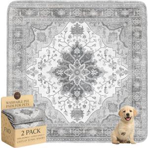 Washable Pee Pads for Dogs,Great Urine Absorbent Reusable Puppy Training Pads,Waterproof,Leak-Proof & Non-Slip Potty Pads for Whelping,CratePlaypenBed.(Gray Floral, 48" x48" )