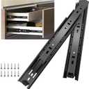 18 inch Drawer Slides 6 Pairs (12pcs) Full Extension Ball Bearing Drawer Rails Side Mount 3 fold Metal Dresser Runners for File Cabinet Trash Can Kitchen Wardrobe Glides 18" Black 100 LB Capacity