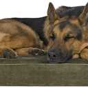 Furhaven Orthopedic Dog Bed for Large Dogs w/ Removable Bolsters & Washable Cover, For Dogs Up to 95 lbs - Faux Fur & Velvet Sofa - Dark Sage, Jumbo/XL