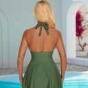 SUUKSESS Women One Piece Swim Dress Tummy Control Swimsuit Tie Knot Bathing Suit (Green, XXL)