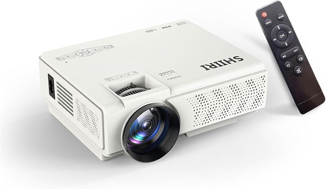 E1 120±%10ansi lumen 1080P Native Mini Projector, , 4.1inch LCD, Multimedia Home Theater Video Projector, Compatible with Full HD 1080P HDMI, USB, VGABuilt-in Speaker (E1)