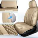 Leather Car Seat Covers Full Set, Breathable Faux Leather Seat Covers for Cars SUV Sedan Waterproof Beige