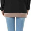 Fallorchid Womens Long Sleeve Tops Crew Neck Tunics Clothes Casual Color Block Sweatshirt (Black, M)