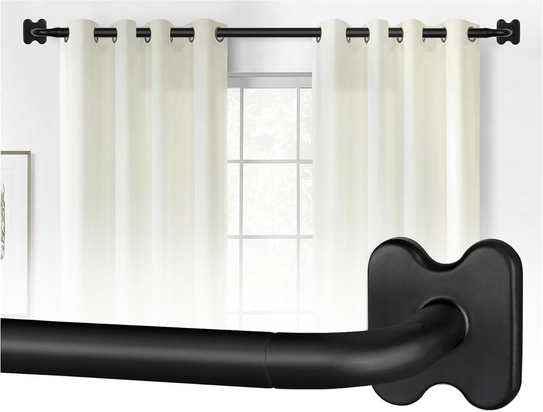 Blackout Curtain Rods for Windows 66 to 144 Inch, USFOOK Black Wrap Around Curtain Rod, Room Darkening Drapery Rods 35 to 148 inch (72-144")