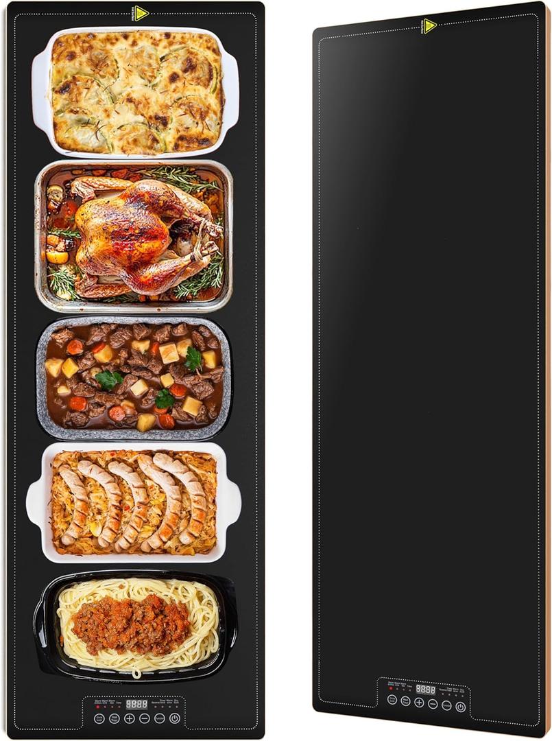 Food Warming Tray for Parties Buffet, 40"x14" Extra Large Long Glass Top Electric Warmer Mat with 9 Temp Settings and Timer, Buffet Servers and Warmers, Food Heater Hot Plate for Catering Gathering