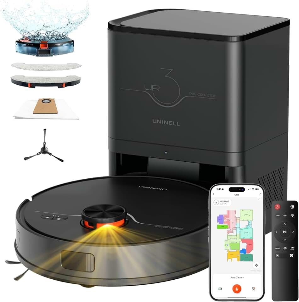 Robot Vacuum and Mop with Self-Emptying Station, 7000Pa Suction for Pet Hair on Carpets, LiDAR Navigation Creates No-Go Zones, Quiet, Works with Alexa, for Hardwood Floors & Multi-Floor Homes