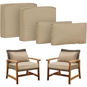 Covers for 4Pcs Patio Cushion 25.6x25.6x4inch Outdoor Furniture Cushion Slipcovers Replacement with Zipper Seat and Backrest Cover for Garden and BackyardCovers ONLY  (Coffee)