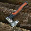 Custom Handmade Carbon Steel Real Viking Axe Hatchet,Camping Axe, Birthday Gift for him, Leather Wrapped Handle and Leather Sheath ((FM-21))