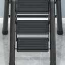 Step Ladder 3 Step Folding Portable Step Ladder with Anti-Slip Wide Pedal Aluminum Stepladder Lightweight Step Stool for Office, Household, Library 300lbs - Black