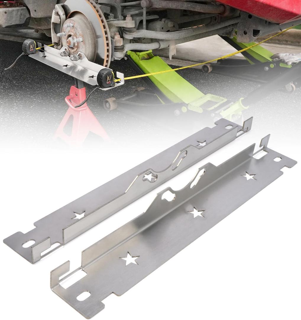 Premium Wheel Alignment Tool Plate with Hanging Holes, Stainless Steel Toe Alignment Tool Plates, Silver (Silver)