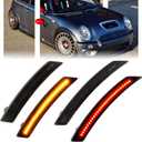 4 PCS Amber/Red Front Rear LED Side Marker Lights Assembly Replacement for BMW Mini Cooper R50 R53 02-06 R52 Covertible 04-08, Smoked Lens Front Rear Bumper Marker Lamps Reflectors, Accessories