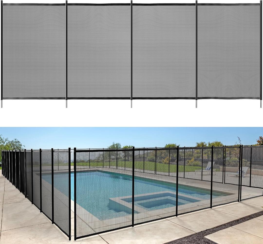 YITAHOME Pool Fence for Above Ground Pools 4 x 12FT Mesh Pool Safety Fence Outdoor Swimming Backyard Garden Pool Fencing, Black