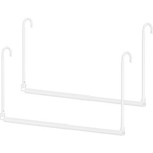 Hanging Closet Rod, 2 Pack Adjustable Height & Width Closet Rods for Hanging Clothes-Closet Extender Hanging Rod Space-Maximizing Design Suitable for Hanging and Drying Clothes, White