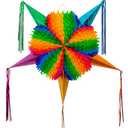 Mexican Piñata (X-Large 34 inches) - Rainbow Piniata - Authentic Handmade Foldable Large Pinata for Birthday Party - Piñatas para Cumpleaños - Mexican Star Pinata - Cinco de Mayo Pinatas