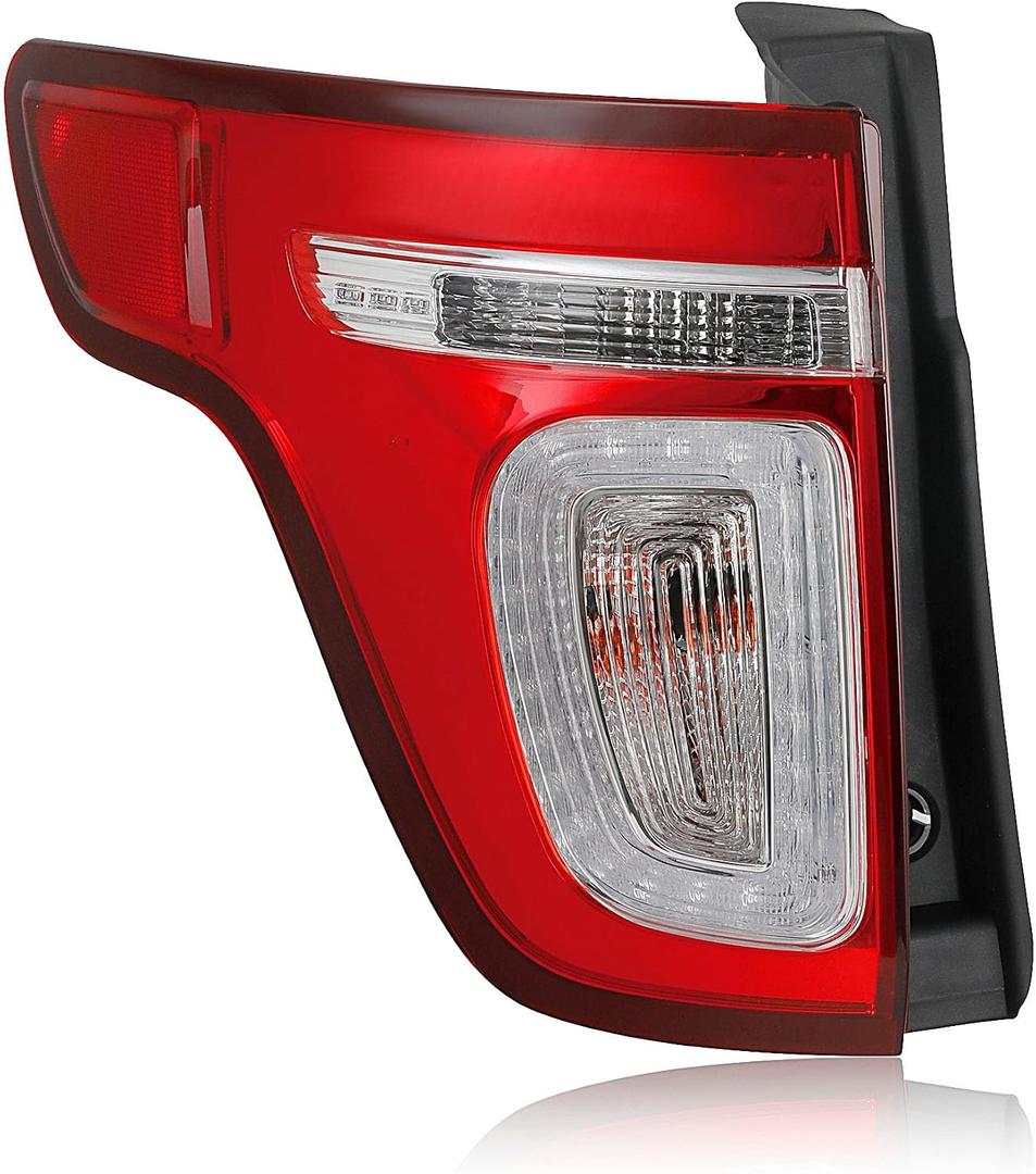 LED Tail Lights Assembly Compatible with 2011-2015 Ford Explorer Base Limited XLT Taillight Red Clear W/LED DRL Rear Brake Lamp Signal with Bulbs and Harnesses Left Driver Side FO2800226