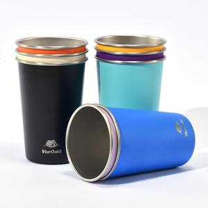 8 Pack Stainless Steel Cups 16oz - Colorful Stackable Metal Drinking Glasses for Camping, Travel, Shatterproof Tumblers (Purple - Yellow -Orange -Blue- Black - White - Light Blue - Lavender)