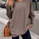 SOLY HUX Women's Fall Sweater Long Sleeve Crewneck Pullover Knit Tops with Pockets (L)