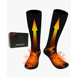 Heated Socks for Men Women, 3.7V Rechargeable Electric Foot Warmers with 3 Heating Levels, Washable Thermal Socks for Hunting, Camping, Hiking, Walking, Cycling