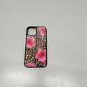 Axulimin Cute Pink Hibiscus Flowers Leopard Cheetah Print Aesthetic Phone Case for iPhone 14 & iPhone 13 Case for Women Girls -6.1 Inch