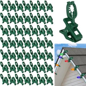 KJX Large C7 C9 Christmas Lights Spring Clips, 100 Pack Universal Gutter Roof Clips 180 Adjustable for Christmas Lights Outdoor, Quick Light Hooks Hangers for Holiday Shingle Fence Gates