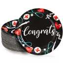 Sparkle and Bash 80 Pack Nurse Paper Plates for Nursing Graduation Party Supplies for Student Nurses, Doctors, Medical Professionals, 9 In