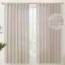 YoungsTex Natural Linen Curtains 60 Inch Wide Back Tab Textured Window Drapes 63 Inch Window Length for Living Room Light Filtering, 2 Panels