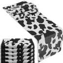 6 Pcs Cow Print Table Runner, Black and White Farm Cow Print Tablecloth Farmhouse Decor for Cowboy Themed Parties Dining Room Kitchen and Home Decorations 13 x 72 in