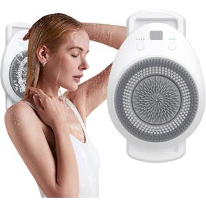 Upgrade 7" Electric Shower Brush Wall-Mounted Bath Back Scrubber Body Massager, Deep Cleaning Relaxing Exfoliating Soft Bristles, Adjustable Height and Speed (Upgrade 7" Head)