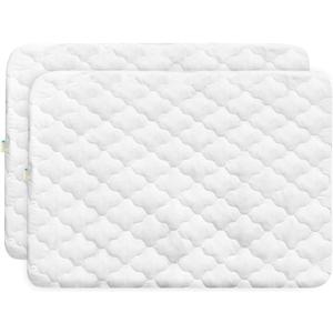 Bamuho 2 Pack Waterproof Pack and Play Sheets Fitted Quilted, 100% Cotton Pack and Play Mattress Protector, Fits Graco Pack n Play, Baby Portable Mini Cribs, Gourd Pattern Quilted - 39" x 27"