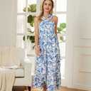 GRACE KARIN Womens Summer Floral Dresses 2026 Boho Maxi Dress Flowy Halter Sundress Casual Vacation Beach Clothes with Pocket (S)