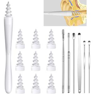 Ear Wax Removal, Ear Wax Removal Tool Reusable and Washable Replacement Soft Silicone Tips for Cleaner Earwax, Ear Wax Removal Kit Contains 7 Types of Ear Cleaner Tools