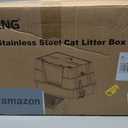 Stainless Steel Litter Box with Lid, Side Entry Extra Large High Sided Enclosure Litter Box, Removable Upper Cover Leak-Proof Odorless Non-Stick Easy Clean Metal Pan with Scoop & Mat