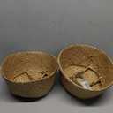 BrilliantJo Seagrass Belly Basket, Set of 2 Woven Plant Pot Holder handmade Home Decor for Storage Plants Picnic Grocery Medium(10.63 x 9.44 inch)