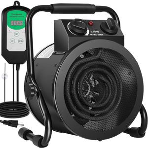 Greenhouse Heater with Thermostat, Large Size, 1500W Electric Heater, Fast Heating, Overheat Protection, Auto Temperature Control with Digital Display, for Winter Plants and Grow Tent