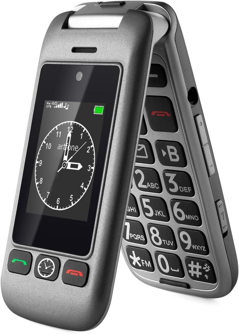 KELIN 4G Foldable Mobile Phone for The Elderly with Big Button, Unlocked LTE Easy to Use Basic Flip Senior Phone with SOS Button,Camera,Loud Volume,Charging Dock and Flashlight
