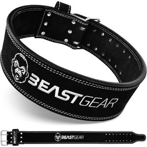 Beast Gear Weight Lifting Belt - Leather Power Lifting Belt for Men10mm Thick Weightlifting Belt for Deadlifts, Back Support Squats Belts for Powerlifting, Crossfit Gym Belt for Men Women (XL)
