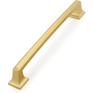 Haidms 10 Pack Cabinet Handles Matte Gold Cabinet Pulls 6-1/4 Inch Hole Center Drawer Pulls Modern Bar Dresser Handles for Bathroom Kitchen Bedroom, Zinc Alloy