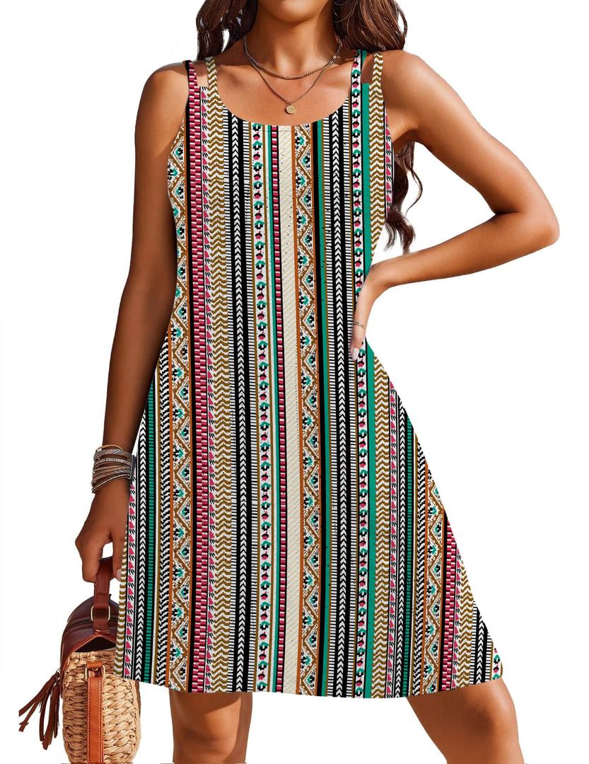 Doreyi Bathing Suit Cover Up for Women Summer Fashion 2024 Scoop Neck Beach Wear for Women Stripe Beach Coverup (S)